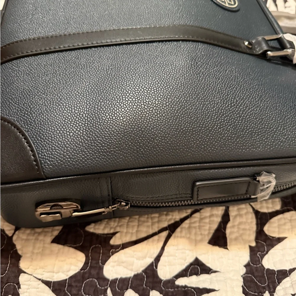Bolvaint Black Pebble Leather Briefcase for Men